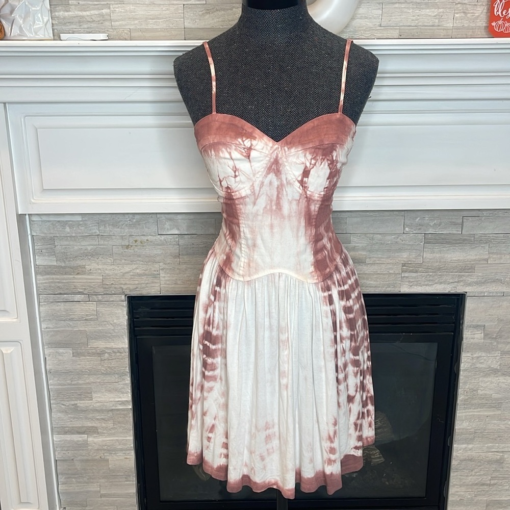 Mimichica Pink and Cream Tie-Dye Cotton Dress XS